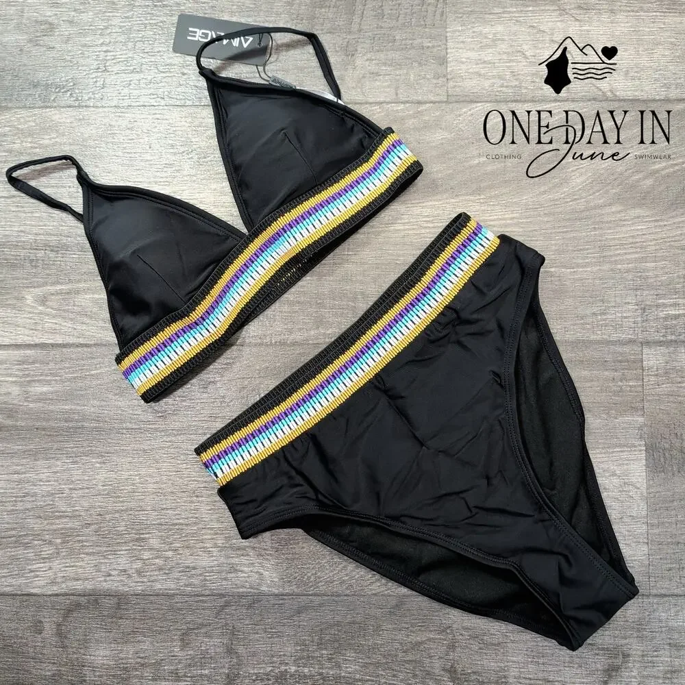 Aimage High Cut Bikini Swimsuit Size S